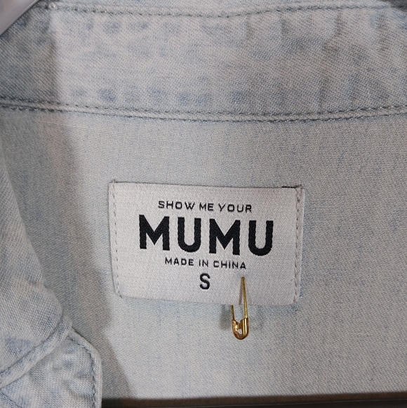 Show Me Your MuMu Wilmington Shirt Dress in light Chambray size Small - Picture 9 of 13